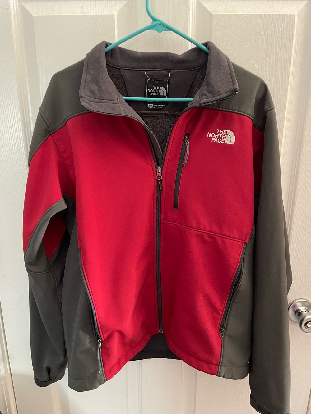 The North Face Men's Red and Gray Softshell Jacket Size medium
